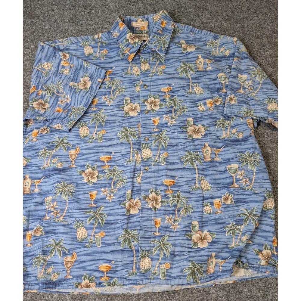 Campia Moda Tropical Hawaiian Cotton Shirt Pocket Casual Multicolor Men's XL EUC